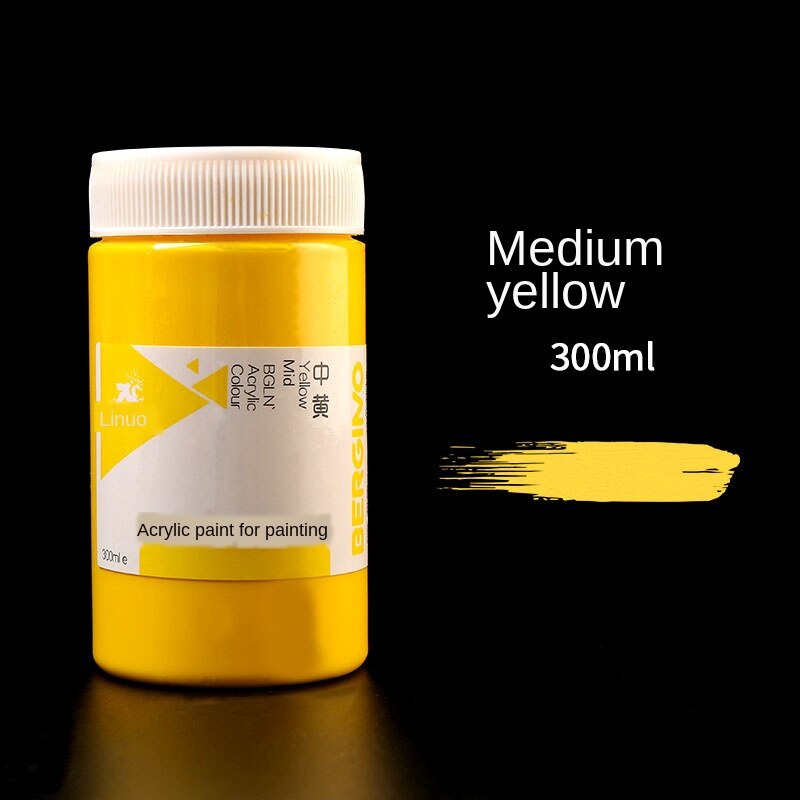 300ml/500ml guld sølv akryl maling vandtæt akvarel maling til statuer farvning diy håndmalet graffiti metallic maling: Medium gul 300ml