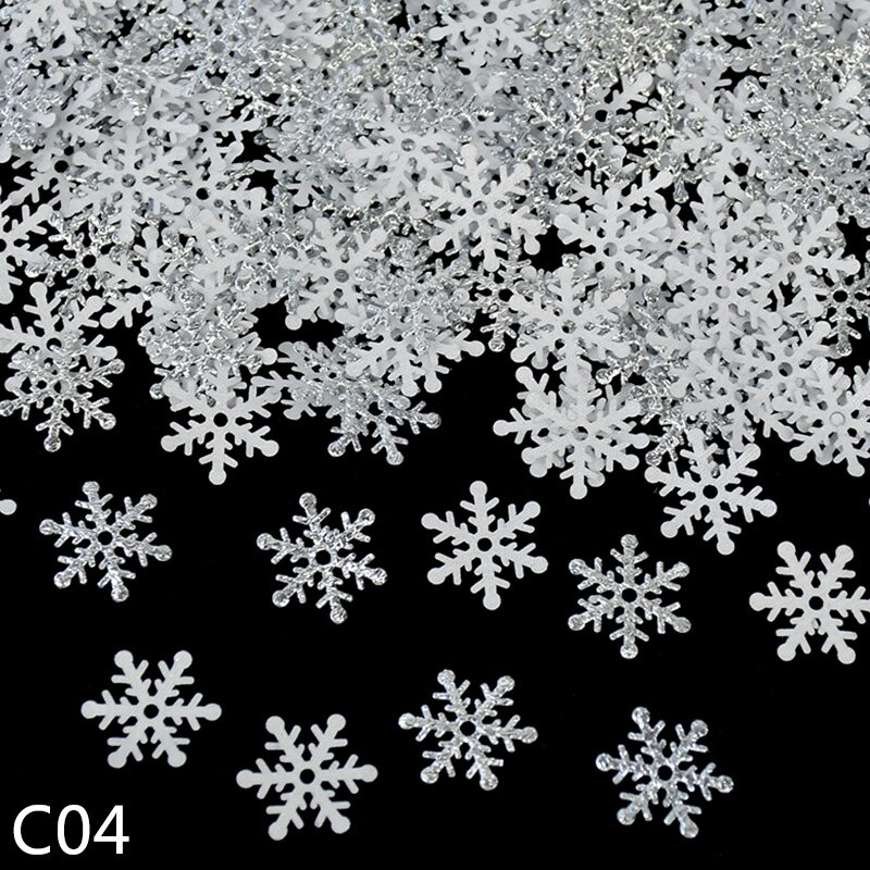 Confeti de copos de nieve artificiales para Decoración de mesa, confeti de Navidad brillante, copos de nieve artificiales, adornos de árbol de Navidad de nieve, para invierno, para boda, 270 Uds.: C04 silver