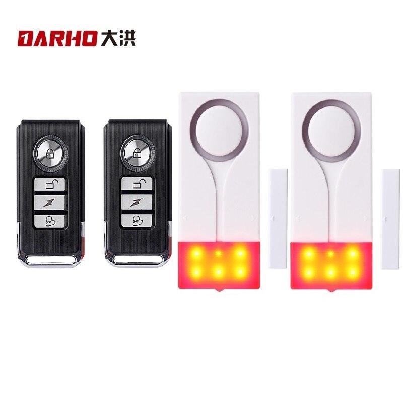 Darho Rode Flash Home Security Bel Met Geluid Venster Deur Magneet Sensor Detector Draadloze Alarm Systeem + Afstandsbediening: F
