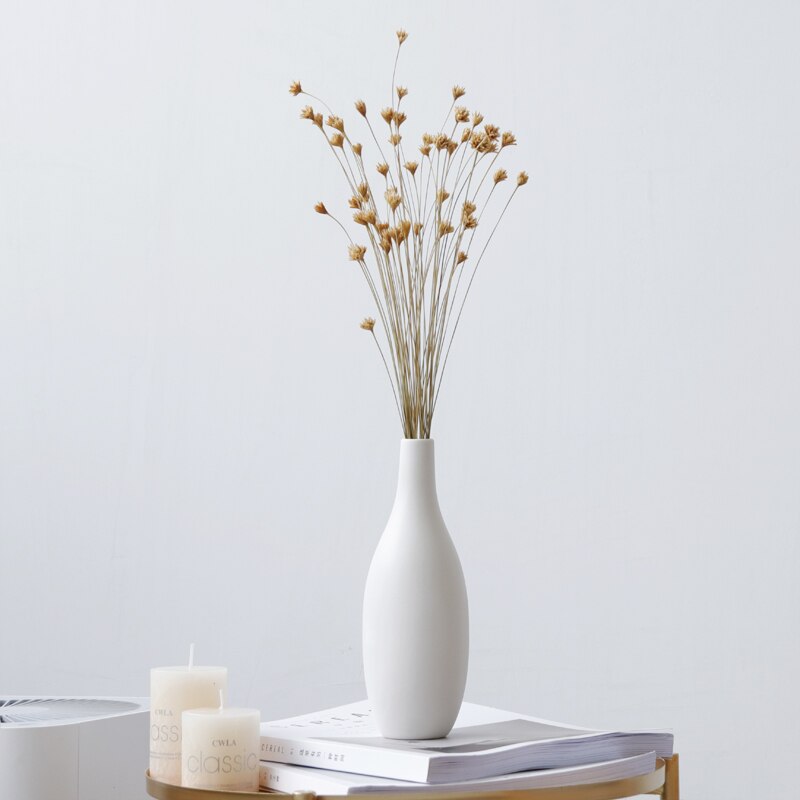 Lille mund vase hvid keramik mat vase porcelæn vase til plante tørret blomster dekoration beholder minimalistisk hjemmebord dekoration
