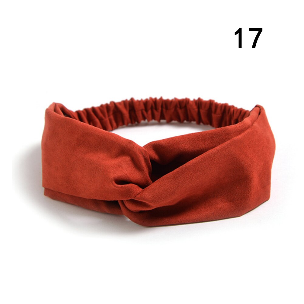 Suede Twist Tulband Vrouwen Haarband Bows Elastische Hoofddoek Sport Haarbanden Head Band Knoop Hoofdband Voor Meisjes Hoofddeksels Headwrap: 17