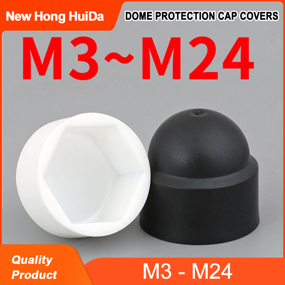 M3 M4 M5 M6 M8 M10 M12 M14 M16 M18 M20 M22 M24 Schwarz Weiß Dome Schutz Kappe Deckt Ausgesetzt hexagon Kunststoff PE Mutter Bolzen