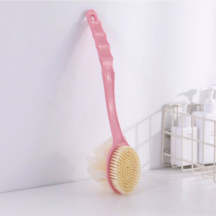 Long Handle Back Brush Body Scrubber Bath Shower Exfoliating Scrub Skin Massages Cleaning Shower Bathing Brush Tool: With bath ball Pink