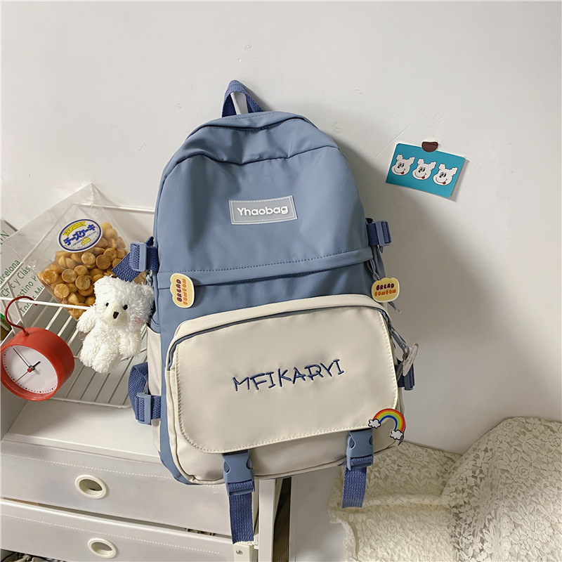 Zaini di grande capacità per donne borsa Preppy per studenti Kawaii per ragazze adolescenti borsa da viaggio per scuola dolce impermeabile New Mochilas: Blue