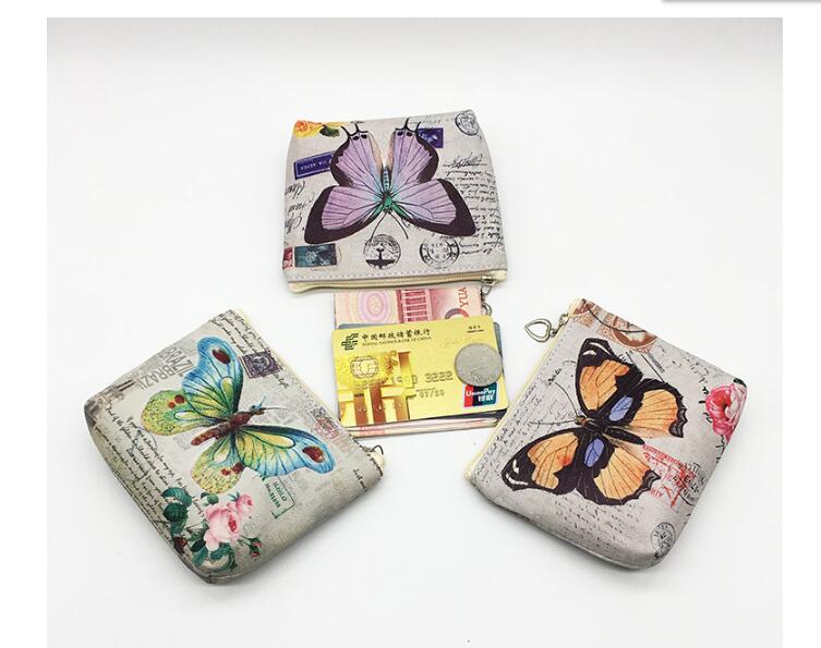 12 st/lot! söt fjäril mynt handväska barn pu läder dragkedja byta handväska kvinnor plånbok