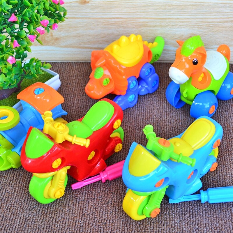 Early Learning Education DIY Screw Assembly Engineering Vehicle Detachable Assembly Dinosaur Practical Ability Educational Toys