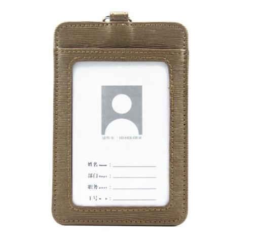High-grade PU Card holder Staff Identification Card Neck Strap with Lanyard badge Neck Strap Bus ID holders: gold