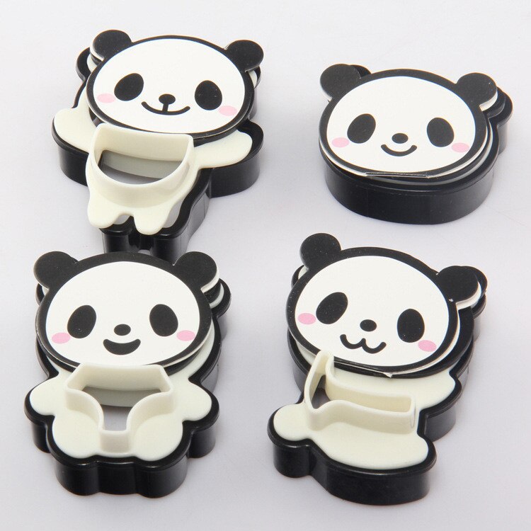 4PCS/set Panda Biscuit Stamp Mold 3D Cookie Plunger Cutter Bread Sandwich Baking Mould Chocolate Candy Decorating Tools