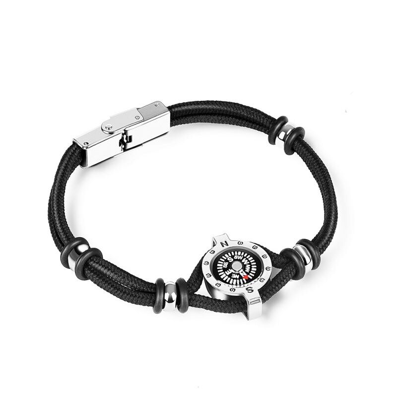 Titane acier Bracelet corde aventure escalade boussole ornements bijoux en plein air Camping randonnée sauvage Navigation outil