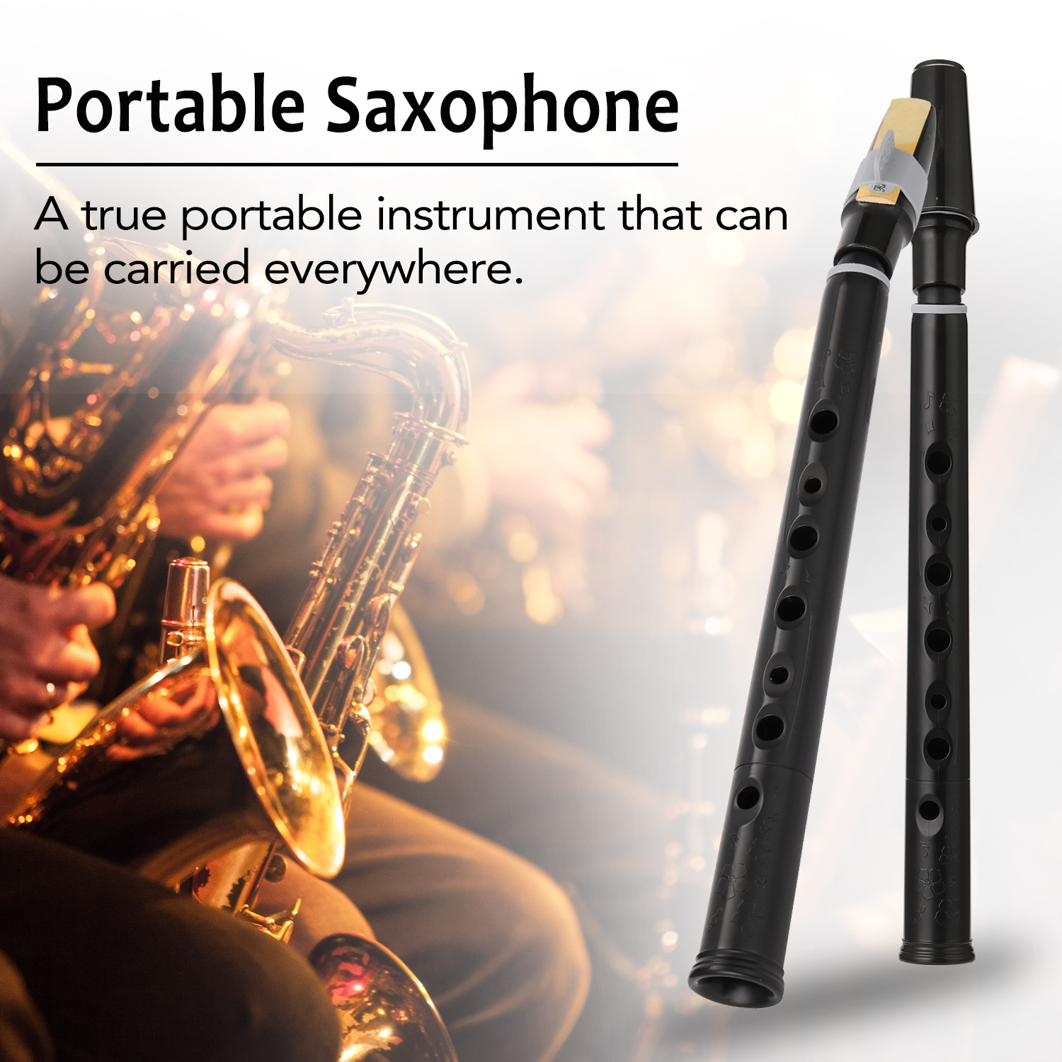 Mini Pocket Bb Saxophone Sax ABS with Alto Mouthpieces 2pcs Reed Carrying Bag Woodwind Instrument: Default Title