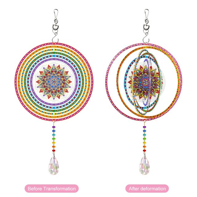 Exquisite Rotatable Wind Chime Kit 5D Diamond Painted Shaped Diamond Embroidery Pendant DIY Craft Mosaic Home Decor: GSP201