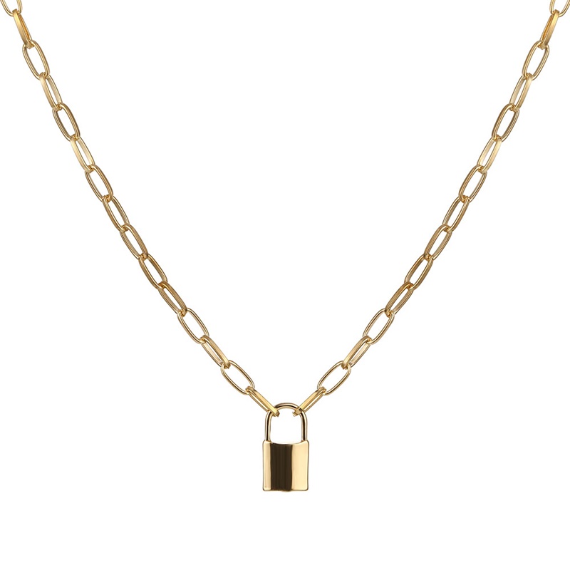 SIMPLE GOLD LINK CHOKER NECKLACE CHARM CUBAN CHOKER: ZP1263