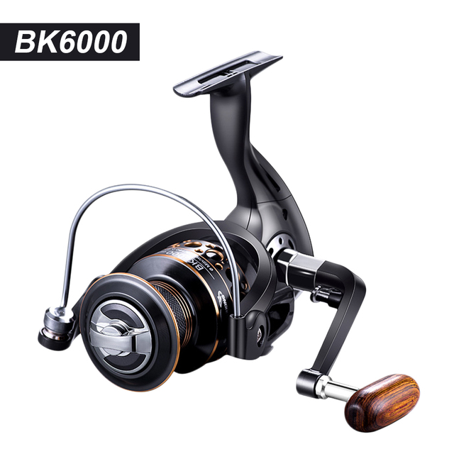 Fishing Spinning Reel 4.7:1 Ratio Ultra Smooth Wooden Knob Powerful Fishing Reel for Freshwater Saltwater Metal Fishing Vessel: BK6000