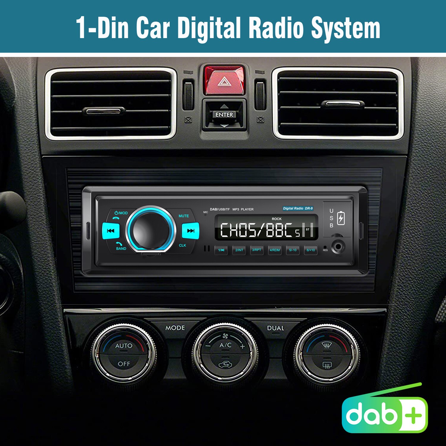 1 Din Car Navigation Player Radio Stereo Car Digital Radio System BT Car Audio Player, In-dash FM with DAB/DAB+/FM Receiver