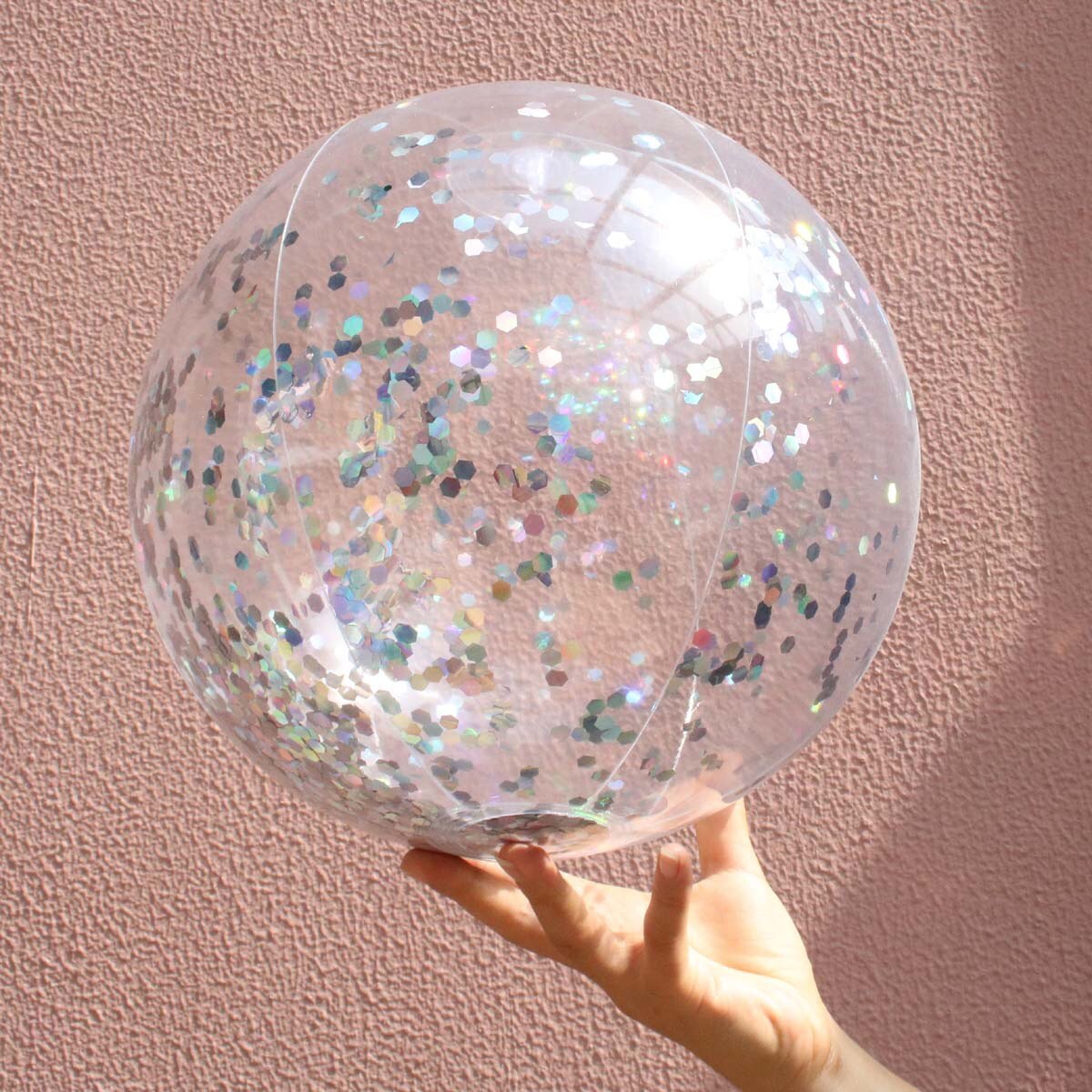 Style Transparent PVC Ball Water Toys Photographic Prop Inflatable Colored Sequins Beach Ball: 40 Cm Silver Paillette Beach Ball