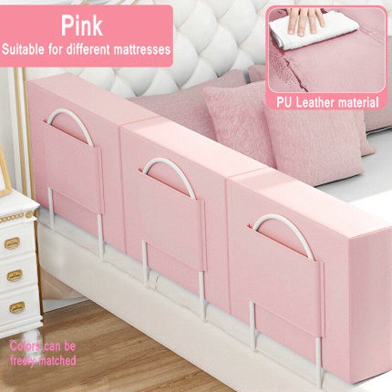 Baby Sicherheit Tor Krippe Schiene Sicherheit Fechten Baby Bett Zaun Hause Kid Laufstall 2M Große Bett Allgemeinen Weichen Bett leitplanke: Pink 0.5M