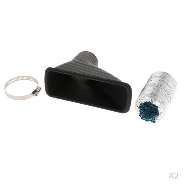 Set of 2 Air Intake Pipe, Car SUV Air Intake Pipe Kit, Front Bumper Turbo Turbine Inlet Pipe, Air Funnel Kit w/ Clamp