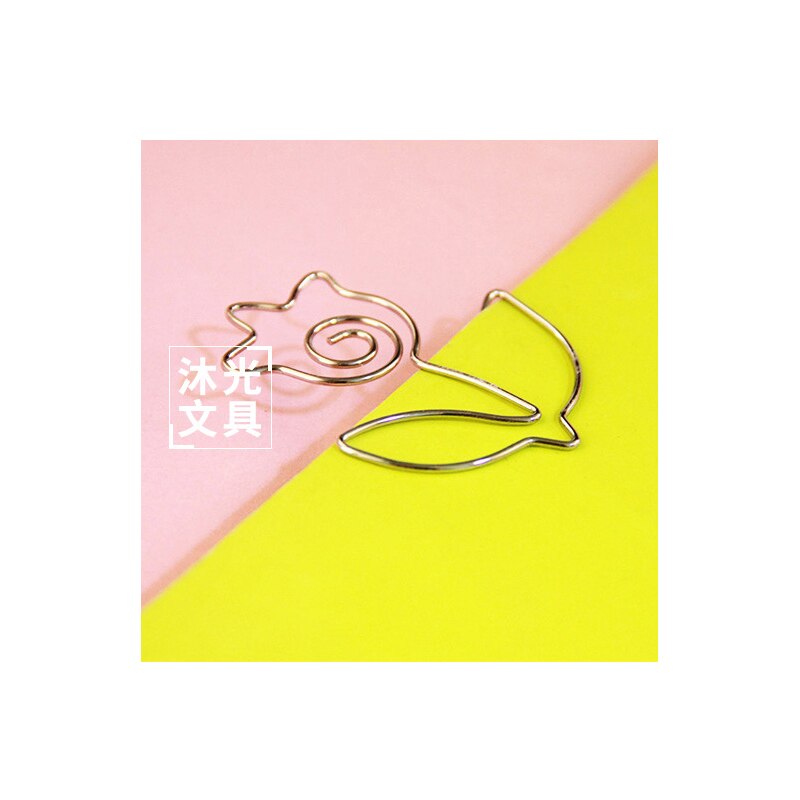 Clip de carpeta de animales de dibujos animados, marcapáginas de metal, suministros escolares, papelería, suministros de oficina y escuela, 50 piezas: Flower