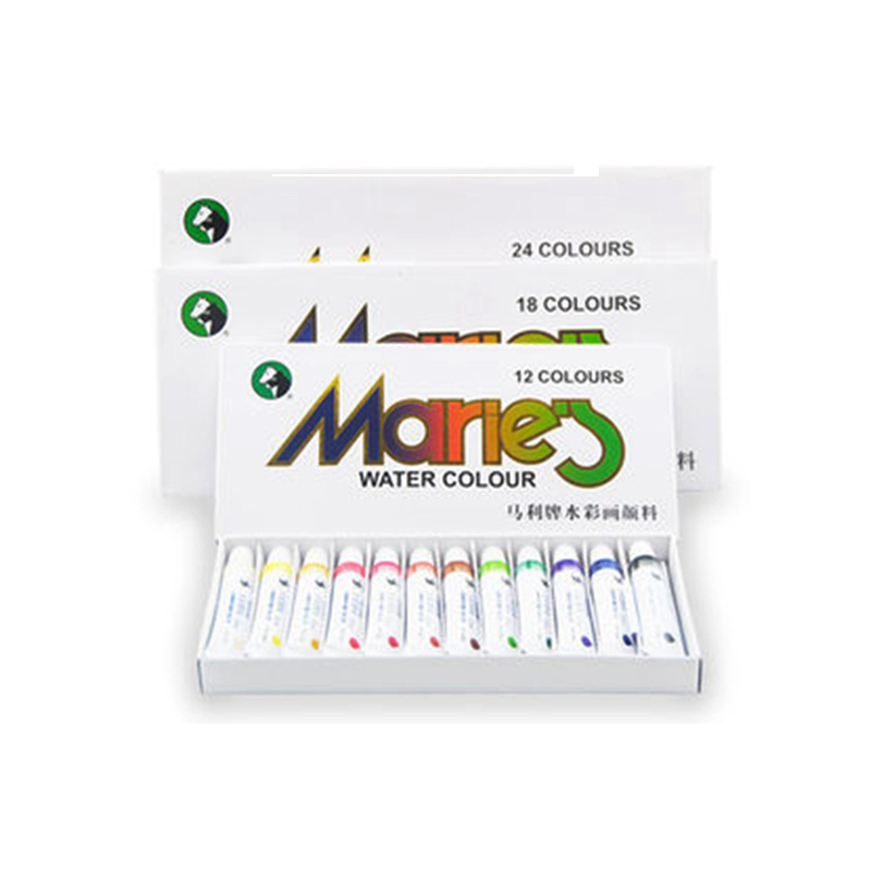 Maries akvarellmaling sett 12/18/24/36 farger 5ml/12ml rør gjennomsiktig finsikker giftfri vannmaling pigmenter til låve