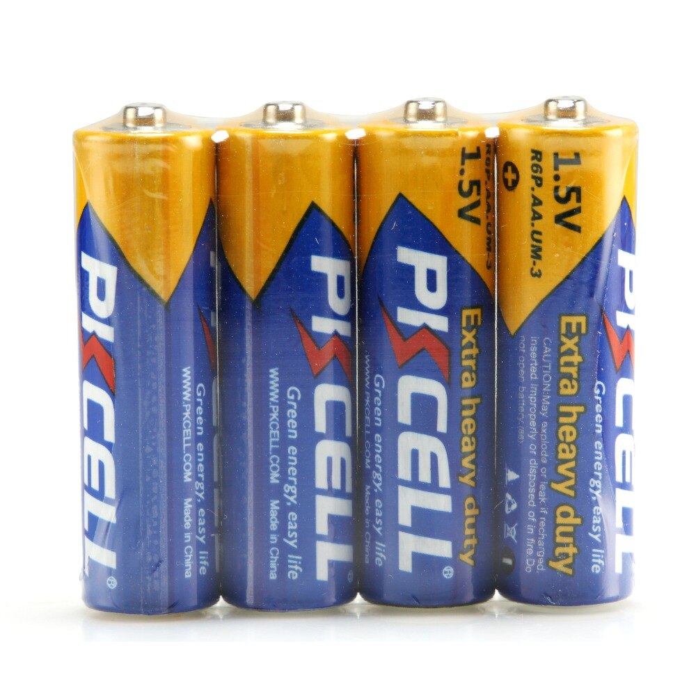 PKCELL 4 PCS R6P 1.5 V AA Super Heavy Duty koolstof-zink Batterijen aa UM-3 Batterij