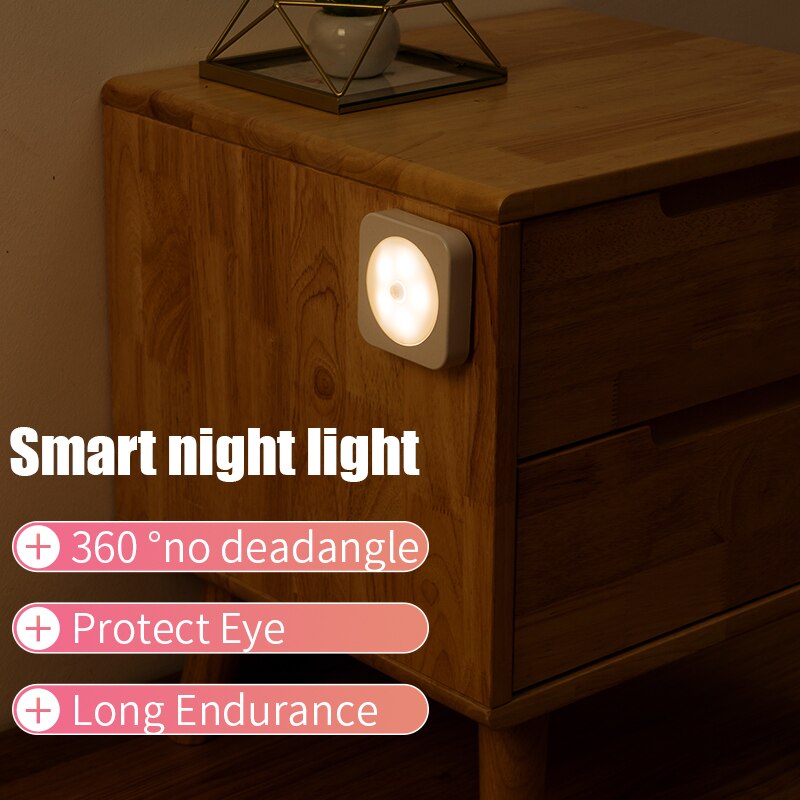 Lille smart induktion natlampe sengelekture menneskelig lille senser nattelys ledet lys kontrol natlys til baby soveværelse