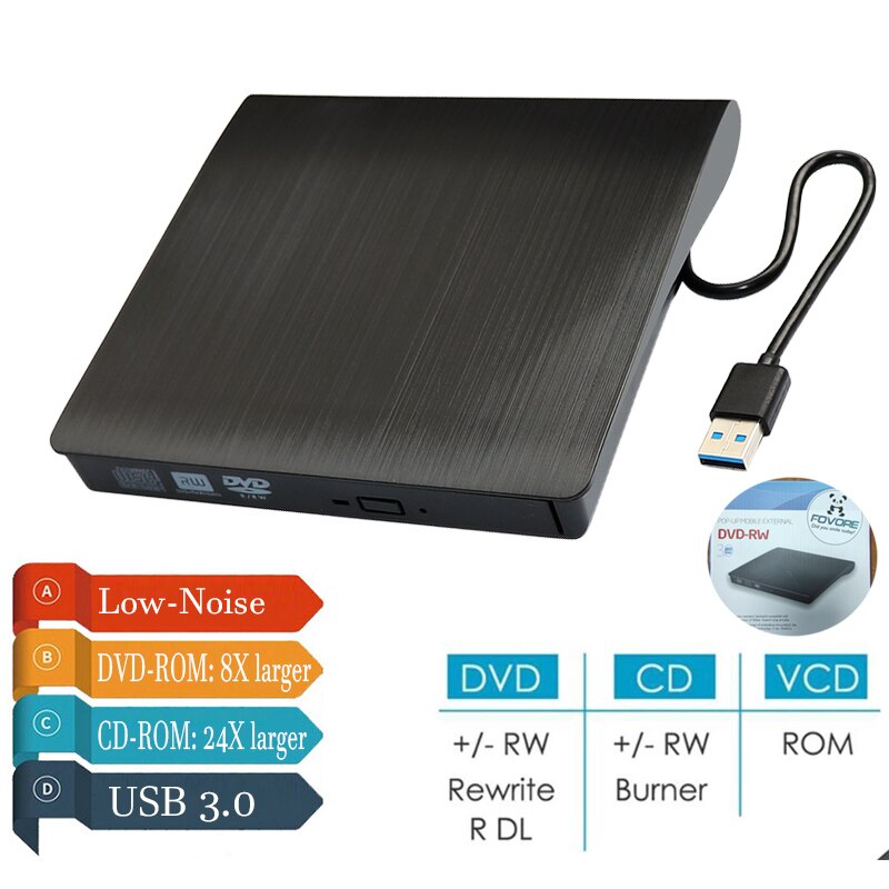 DVD CD Player USB 3.0 O DVD Recorder ptical Drives For Laptop PC dvd burner Slim External DVD RW CD Writer Drive Burner Reader