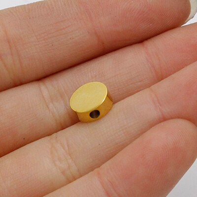 Fnixtar Mirror Polished 1.8mm Small Hole Bead Stainless Steel 3*8mm Round Circle Bead Charms Necklace DIY Beads 20piece/lot: gold color