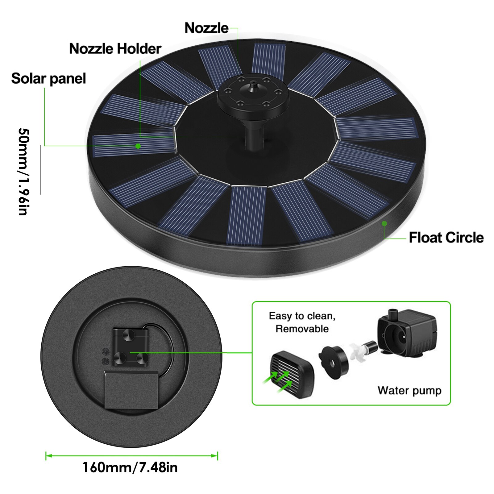 1.5W Solar Water Fountain Outdoor Bird Bath Fountain Solar Bird Bath Fountain With 6 Nozzles For Garden Pond Pool Decorations