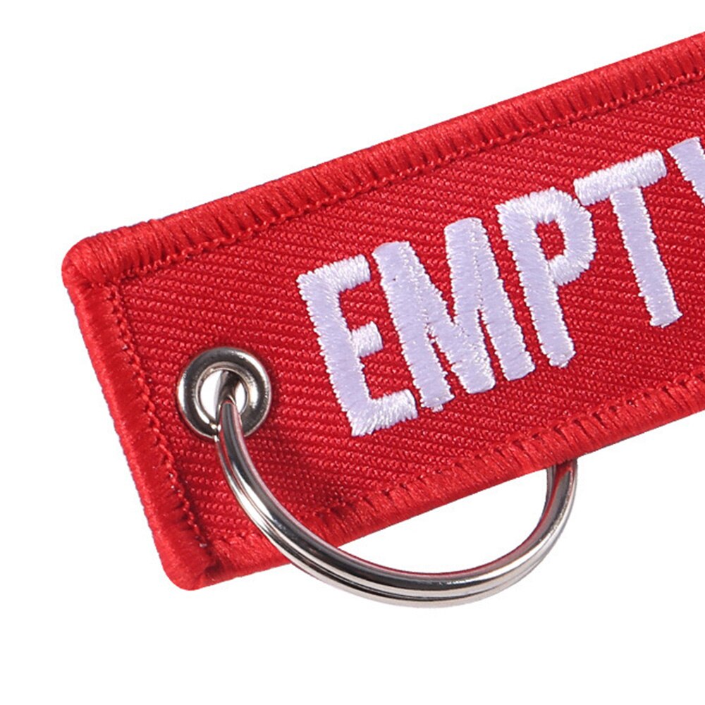 6 Pack Red Empty Chamber Keychain Double Sided Letter Embroidered Key Fobs Hook and Loop Key Chain Aviation Tag