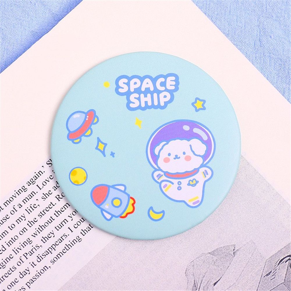 Mini espejo de dibujos animados, espejo redondo pequeño portátil, perfecto para niños y niñas, 1 unidad: green dog