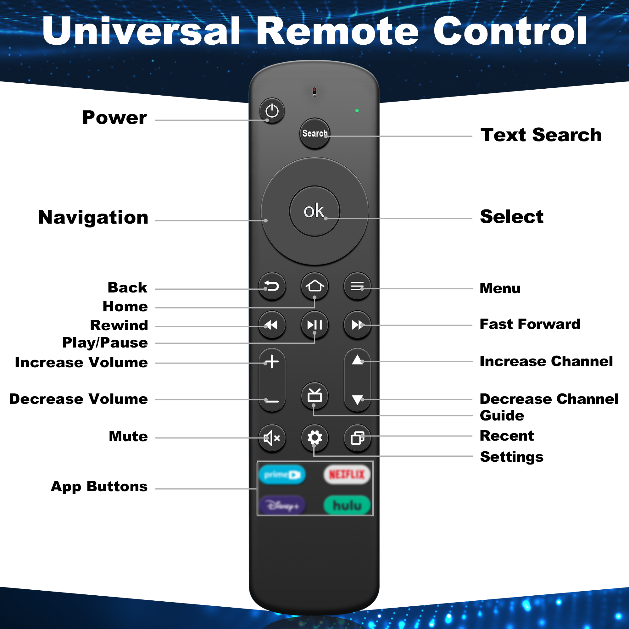 pilot zdalnego sterowania na podczerwień kompatybilny z serią Omni QLED pasujący robić telewizorów Toshiba sprytny TV Zamienny pilot NS-RCFNA-21 NS-RCFNA-19 CT-95018