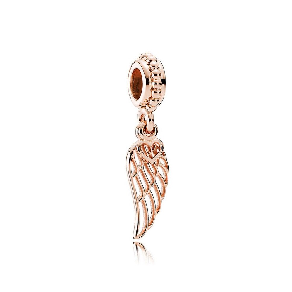 100% S925 Sterling Silver Crown Heart Shape Bow Rose Gold Pendant Series Original Jewelry: 781389