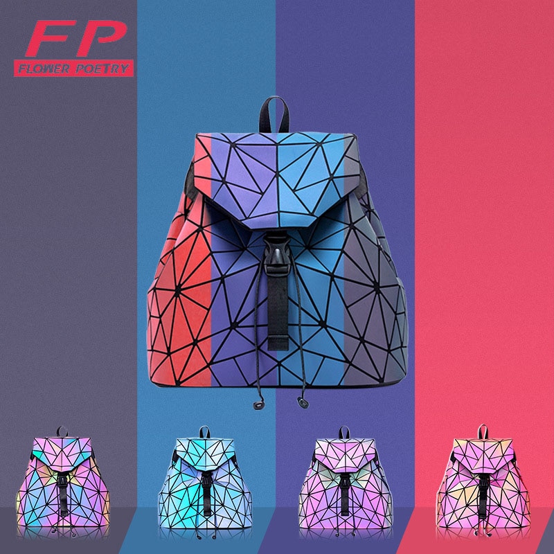 Vrouwen Rugzak School Holografische Dames Geometrische Lichtgevende Rugzak Schooltassen Voor Tienermeisjes Purse Mochila