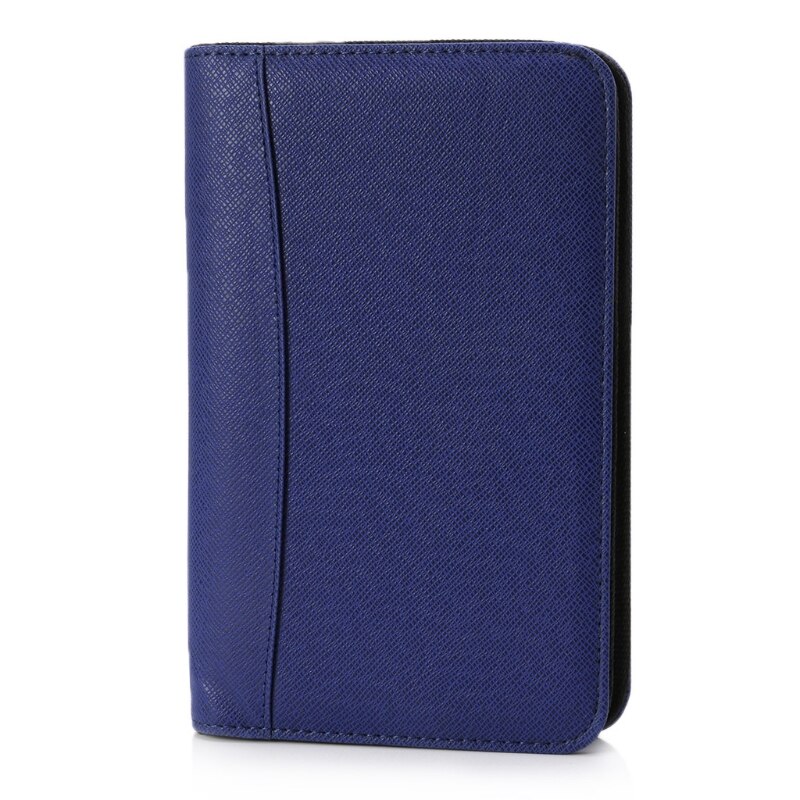 PU Leather Cover A6 Zipper Notebook Loose-Leaf Business Notepad With Calculator 20CB: BL
