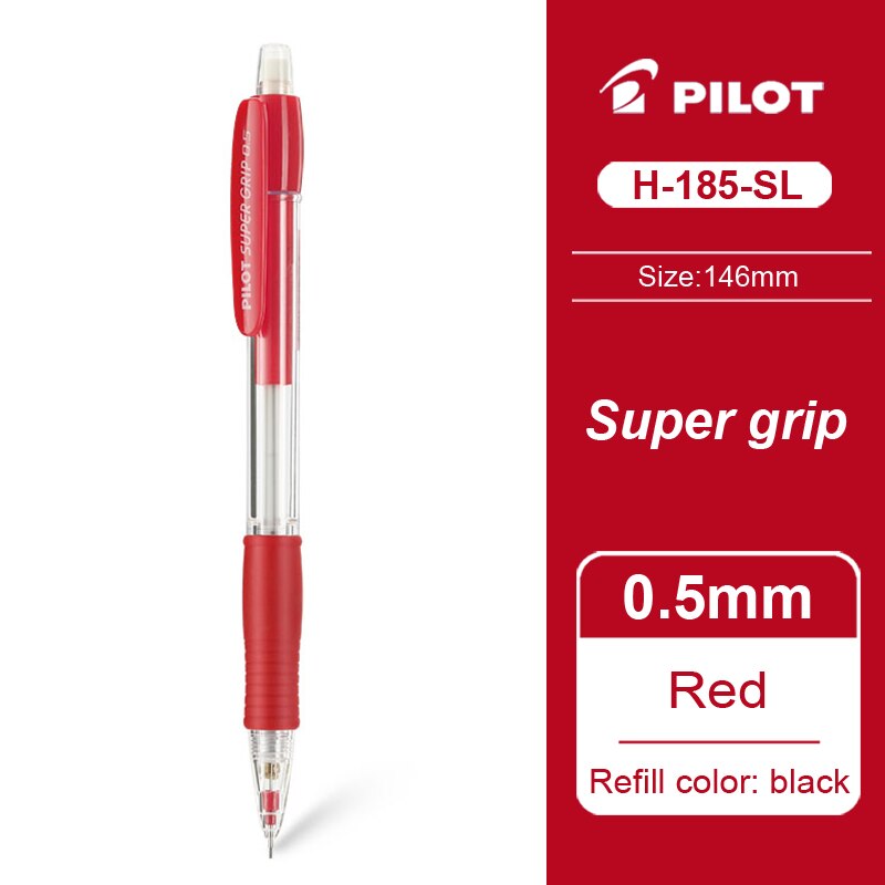 3 stykker japan Pilot h -185- sl flerfarget mekanisk blyant 0.5 mm kontor- og skolepapirer skrivemateriell: Rød