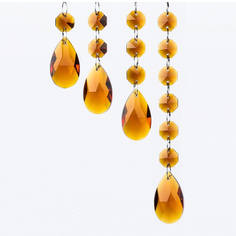 oben 2 satz/los Mehrfarbig Kristall Achteck Perlen + Engel tränen Facettierte Kristall Glas Kronleuchter Kristall Glas Suncatcher