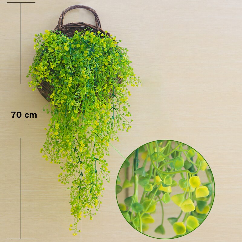 2PCS Artificial Hanging Plants Gypsophila 120CM PP Plant Greenery Green Leafs wall decor bathroom accessories: SMTJZL004