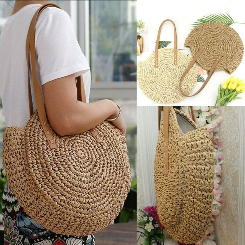 Stro Tassen Zomer Strand Rotan Schoudertassen Rieten Weave Handtas Crossbody Tassen
