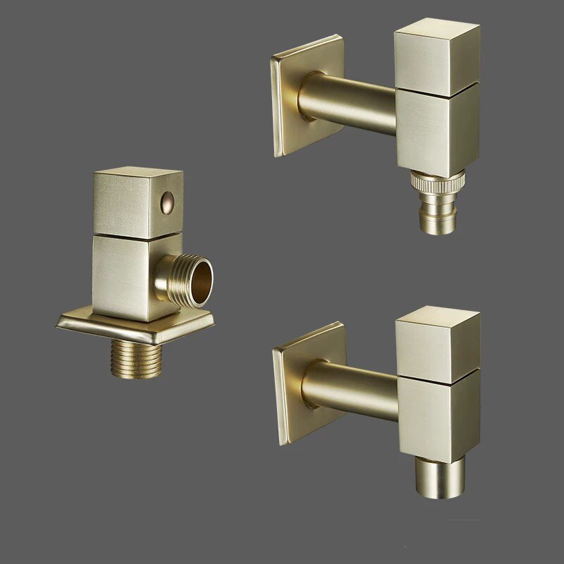 Gold brush Copper Cold&amp Triangle Valve Sealing tap Valve Gold Brass faucet Valve single cold valve tap