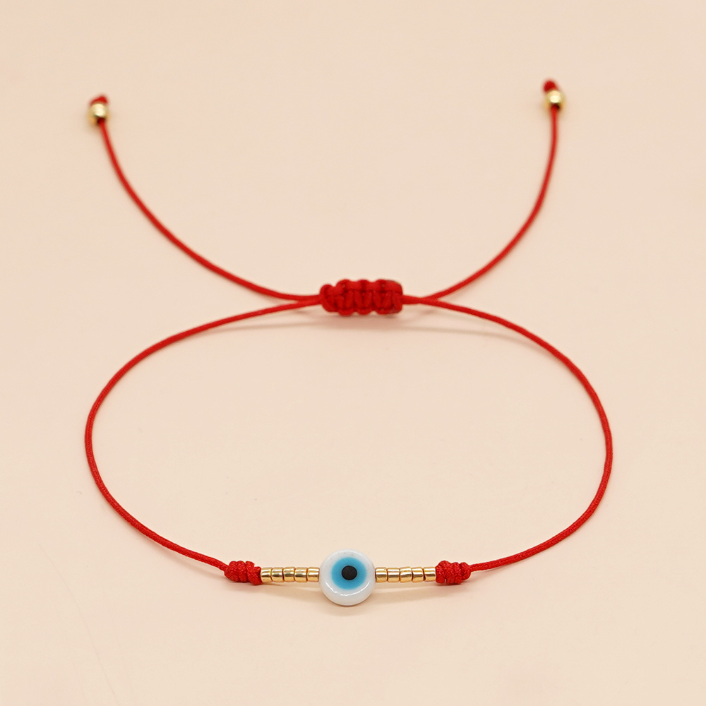 Go2Boho-Pulseras con dijes de cadenas multicapa para hombre y mujer, pulsera de la suerte con cuentas de mal de ojo, cuerda roja, de joyería hecho a mano: Rodio plateado