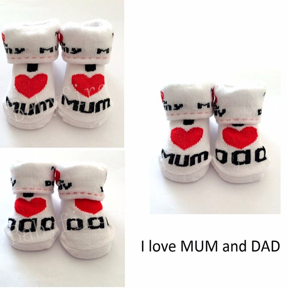 Newborn Baby Toddler Infant Boys Girl Cotton Love Mom/Dad Socks 0~6 Months