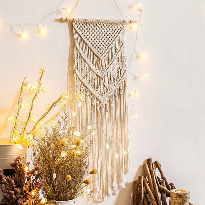 Macrame Muur Opknoping Katoen Handgemaakte Geweven Tapestri Bohemian Chic Wandtapijten Geometrische Art Home Decor Achtergrond