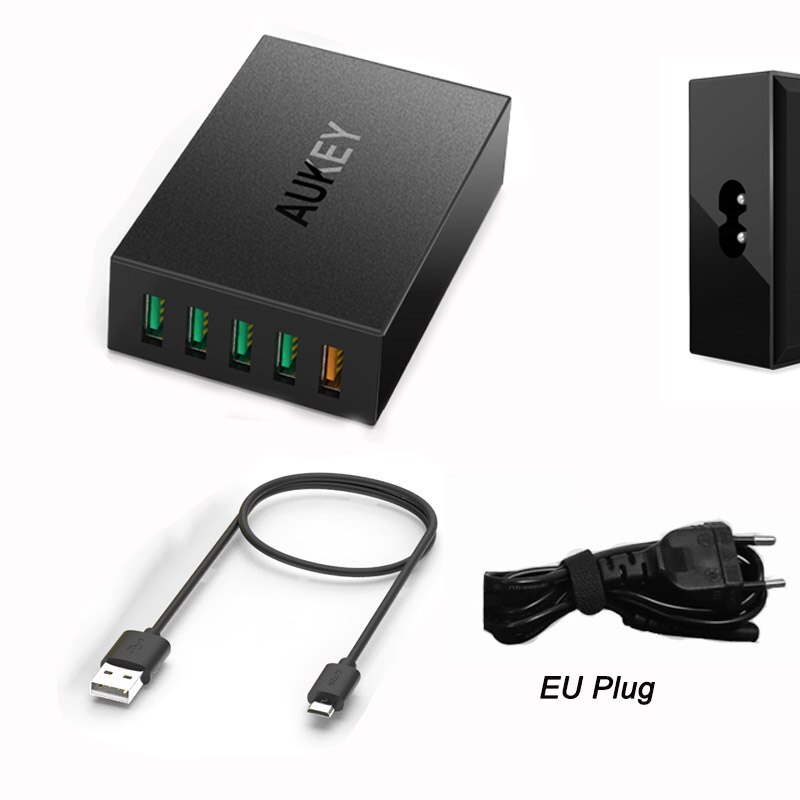 AUKEY Quick Charge 3,0 Handy Ladegerät 5-Port USB Wand Ladegerät 54W USB Adapter Ladestation Für i-Phone11/Pro/Max i-Pad: EU