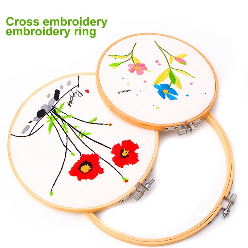 Retro DIY Sewing Embroidery Ring Hoop Wooden Embroidery Hoops Frame Set Bamboo Rings Cross Stich Household Sewing Tools