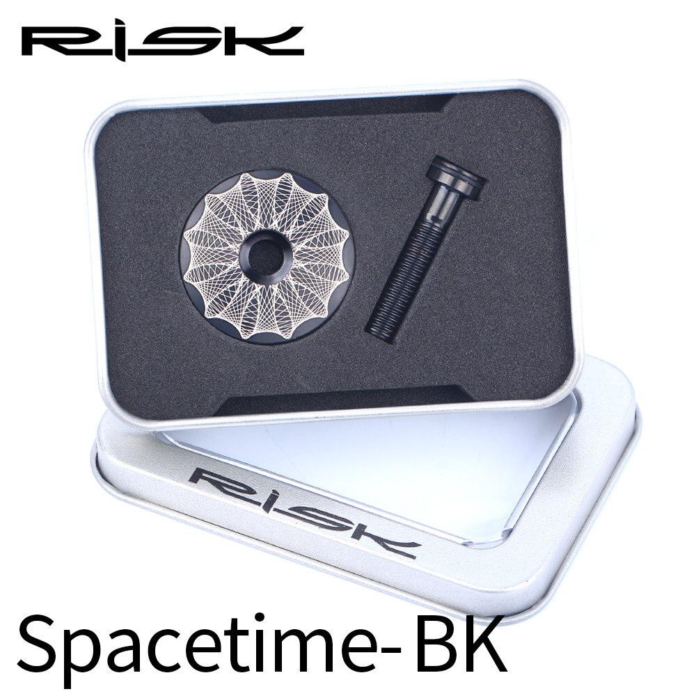 RISK Bicycle Stem Top Cap Headset Cover Titanium Alloy Bolt Road MTB Bike 28.6mm 1 1/8" Front Fork Head Tube Superlight Ti Screw: Space BK