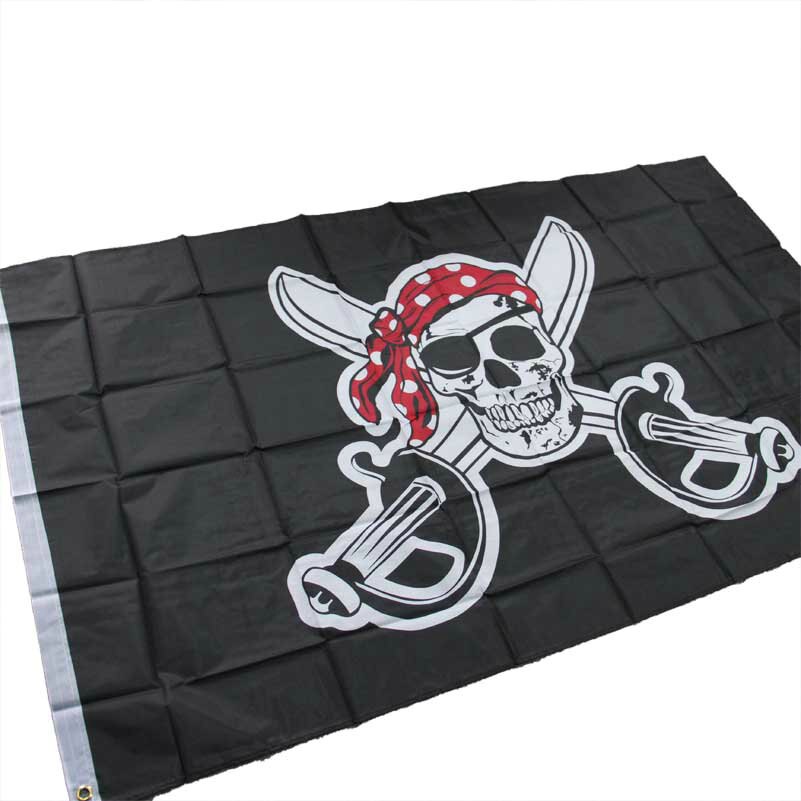 90*150cm red scarf Skull Pirate Polyester Flag Flying Flag Home decoration