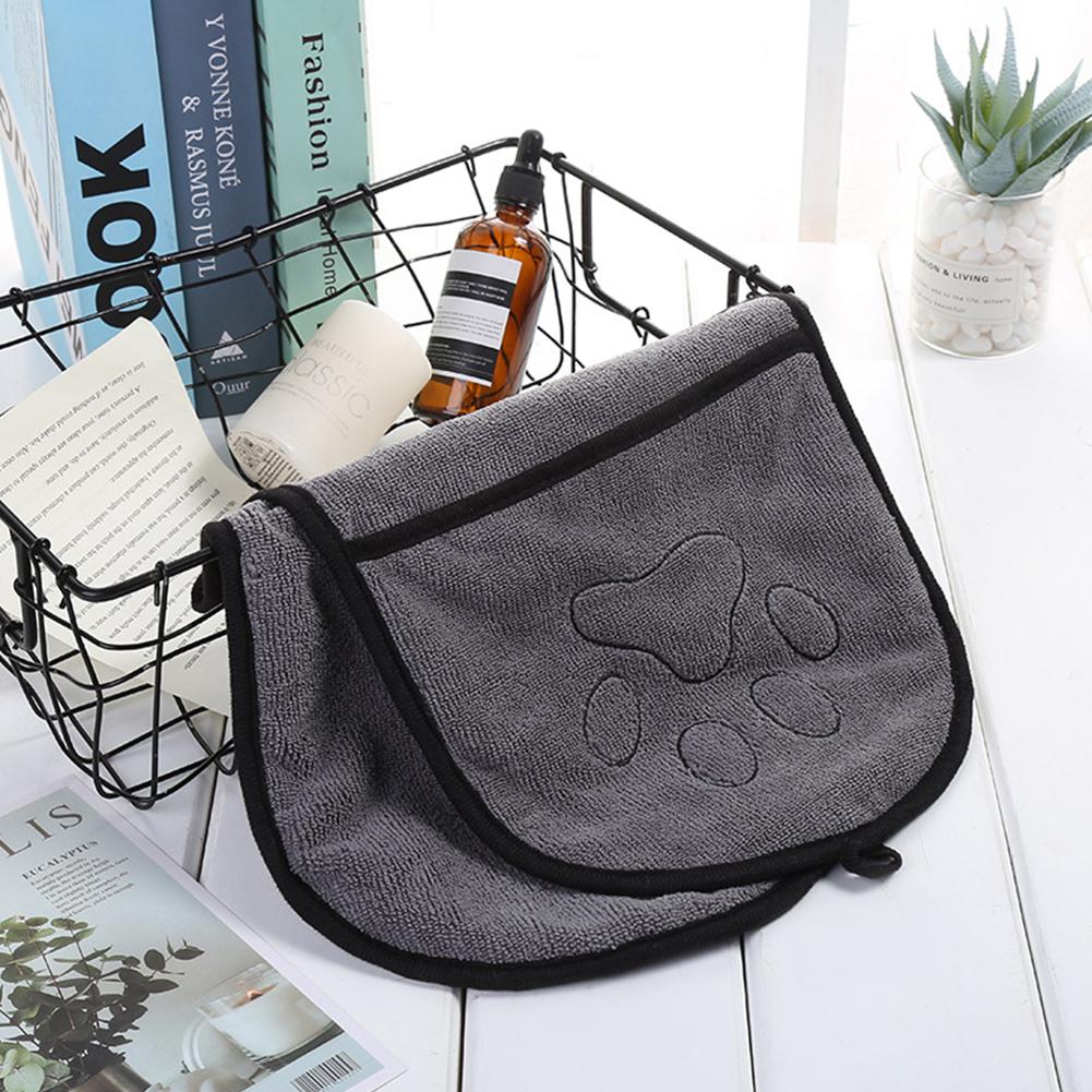 AsyPets Dog Cat Bath Towel Super Absorbent Microfiber Towel Soft Pet Supply 23*65cm: Grey