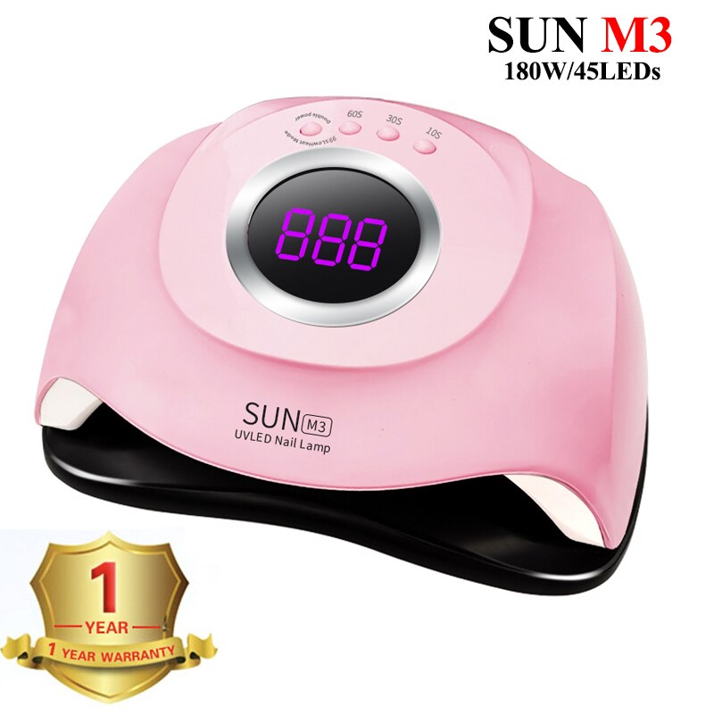 Lámpara LED UV para secar esmalte de uñas en gel, con 30LED, 72W o 48W, lámpara UV LED con Sensor y accesorios Nail Art en la parte inferior de los pies: SUN M3-180W