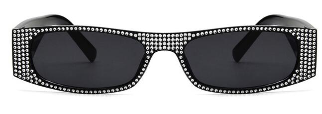 Gafas de sol cuadradas de diamante para mujer, anteojos de sol femeninos de , de tamaño pequeño, de cristal, con degradado, con UV400,: black gray