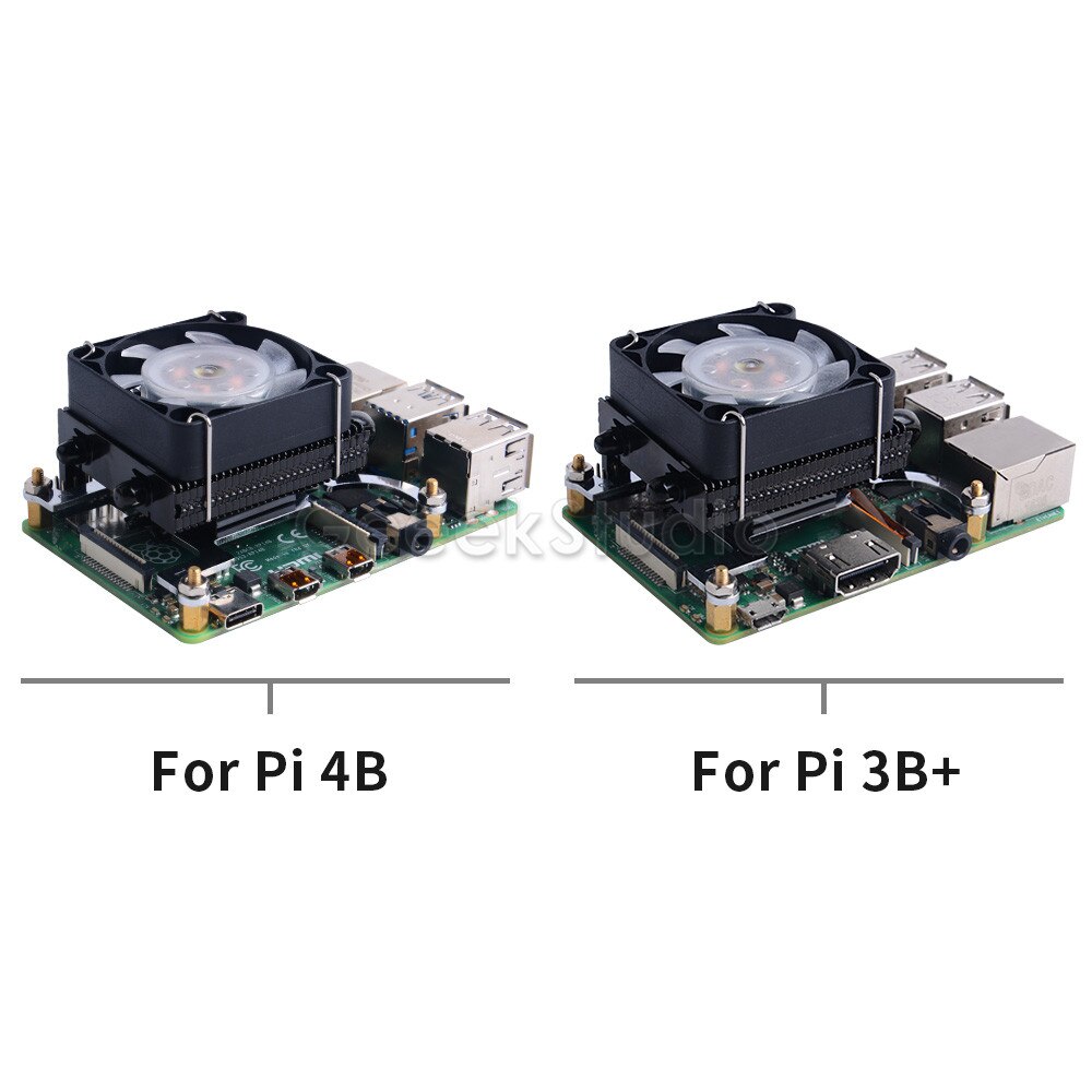 ! lavprofil istårn kjølevifte metallkasse 7 farger rgb skiftende led lys med brakett for bringebær  pi 4 b / 3b+ / 3b